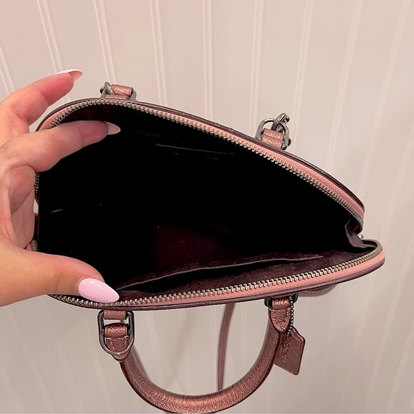 Coach Mini Sierra Satchel Crossbody Bag Metallic Dusty Blush Pink - Picture 4 of 6